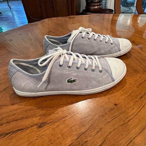 Lacoste baby blue/ gray suede Retro style sneakers. GUC! Super preppy! - Picture 1 of 10